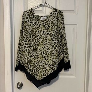 Stem & Vine Animal Print Round Neck Long Sleeve Round Neck Blouse Shirt New 2X